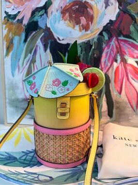 Kate Spade Novelty Playa Ombre Leather 3D Crossbody Purse Sling Bag Hawai